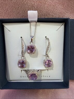 Contessa Di Capri - Sterling Silver Purple Gemstone Jewelry Set - NIB